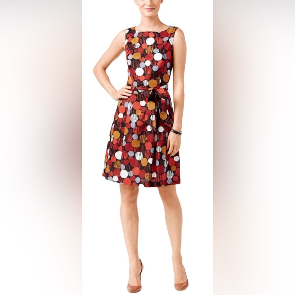 Anne Klein Red Polka Dot Midi Dress